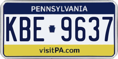 PA license plate KBE9637