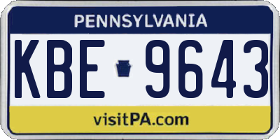 PA license plate KBE9643