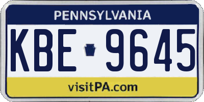 PA license plate KBE9645