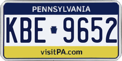 PA license plate KBE9652