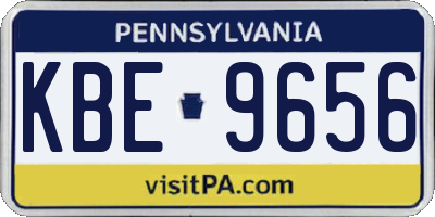 PA license plate KBE9656