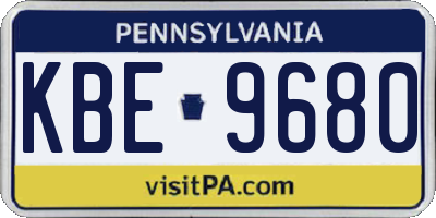 PA license plate KBE9680