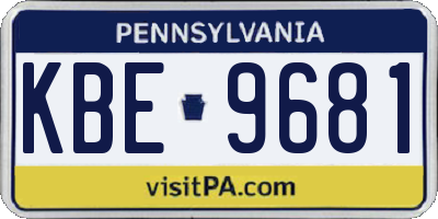 PA license plate KBE9681