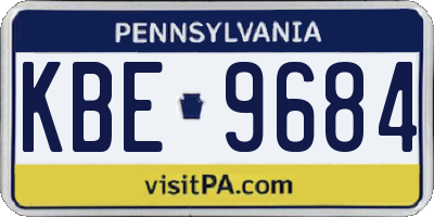 PA license plate KBE9684