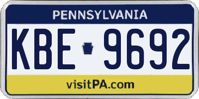 PA license plate KBE9692