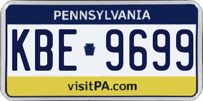 PA license plate KBE9699