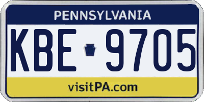 PA license plate KBE9705