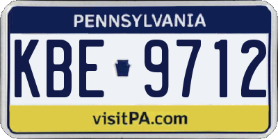 PA license plate KBE9712