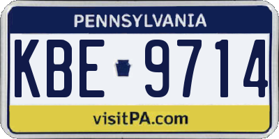 PA license plate KBE9714