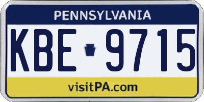 PA license plate KBE9715