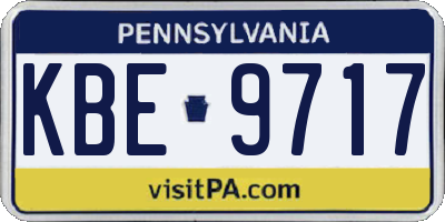 PA license plate KBE9717