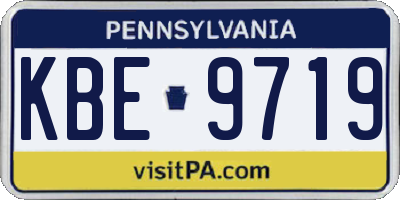 PA license plate KBE9719