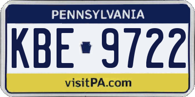 PA license plate KBE9722