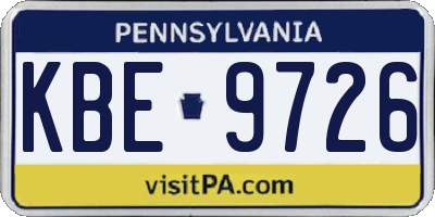 PA license plate KBE9726