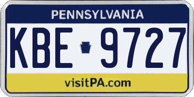 PA license plate KBE9727