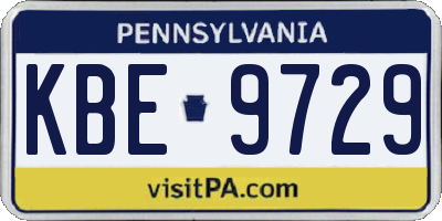 PA license plate KBE9729