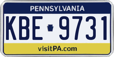 PA license plate KBE9731