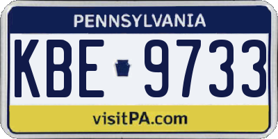 PA license plate KBE9733