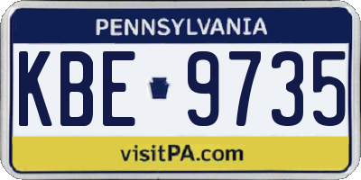 PA license plate KBE9735