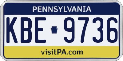 PA license plate KBE9736