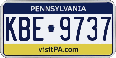 PA license plate KBE9737