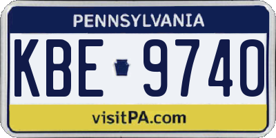 PA license plate KBE9740