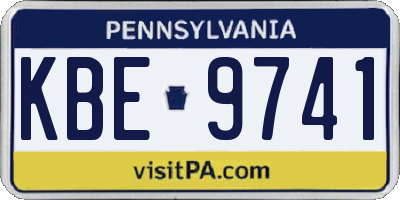 PA license plate KBE9741