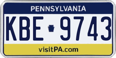 PA license plate KBE9743