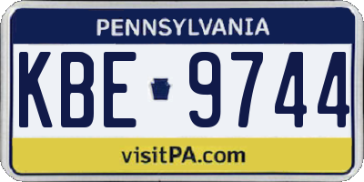 PA license plate KBE9744