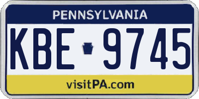 PA license plate KBE9745