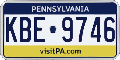 PA license plate KBE9746