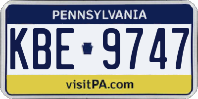 PA license plate KBE9747