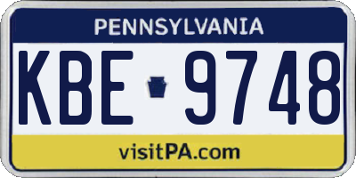PA license plate KBE9748