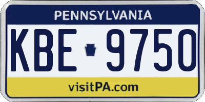 PA license plate KBE9750