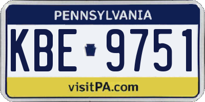 PA license plate KBE9751