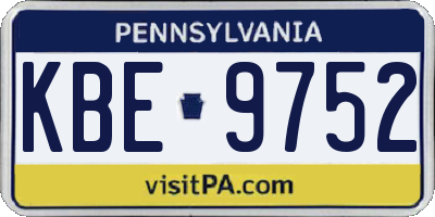 PA license plate KBE9752