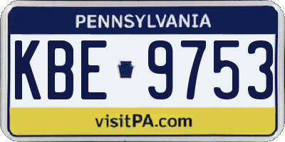 PA license plate KBE9753