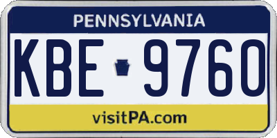 PA license plate KBE9760