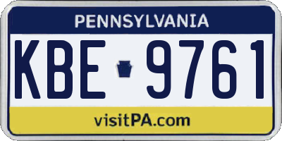 PA license plate KBE9761
