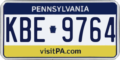 PA license plate KBE9764