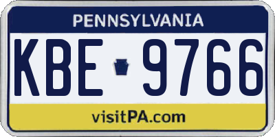 PA license plate KBE9766