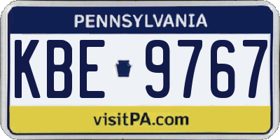 PA license plate KBE9767