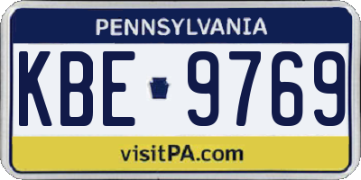 PA license plate KBE9769