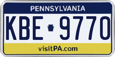 PA license plate KBE9770