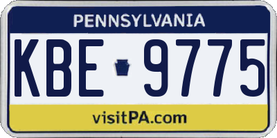 PA license plate KBE9775