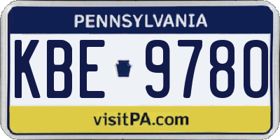 PA license plate KBE9780