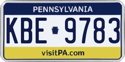 PA license plate KBE9783