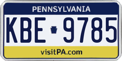 PA license plate KBE9785
