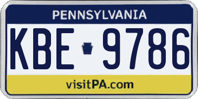 PA license plate KBE9786