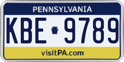 PA license plate KBE9789